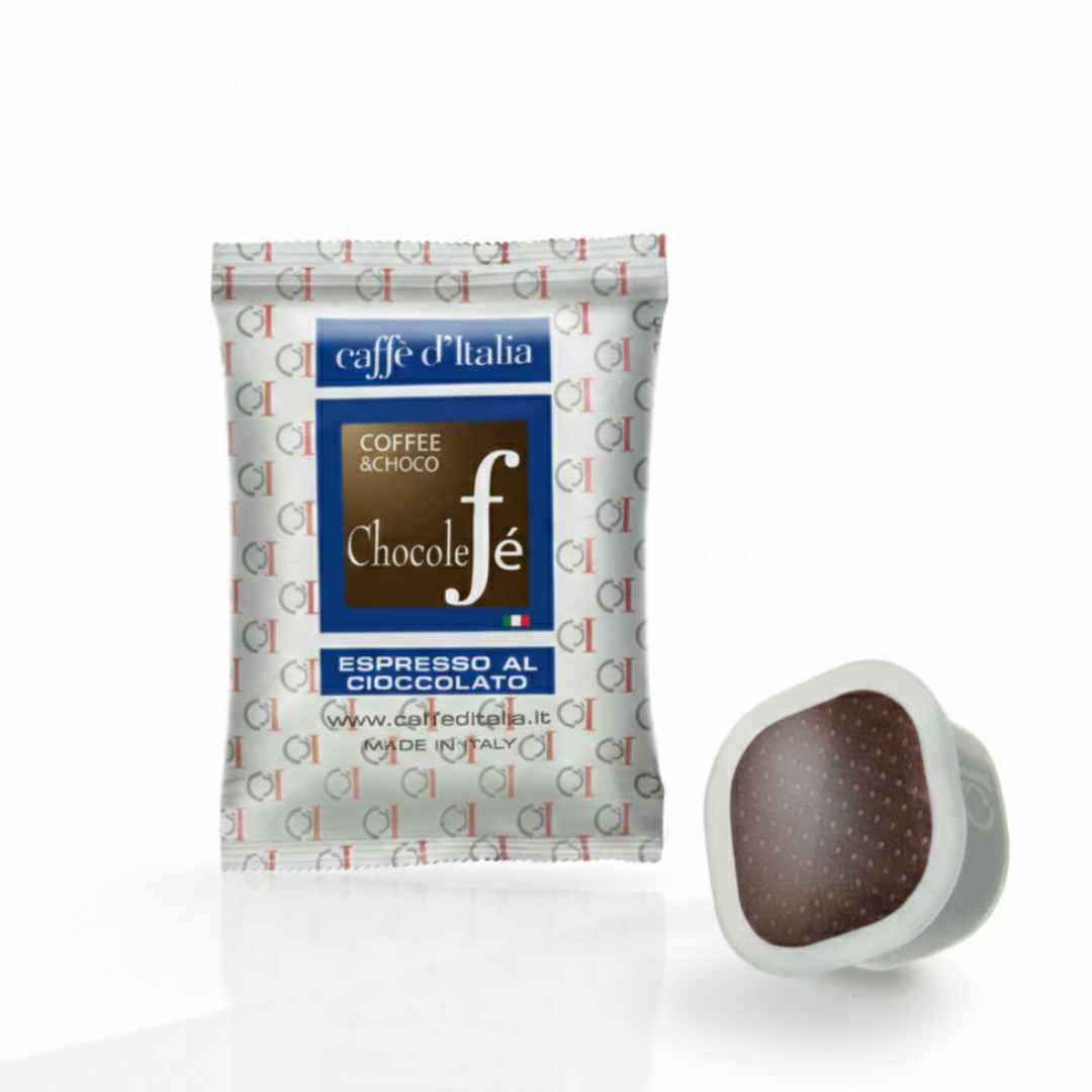 Square Capsule Chocolefe | Coffee & Chocolate | 50 Pack | Caffè D'Italia