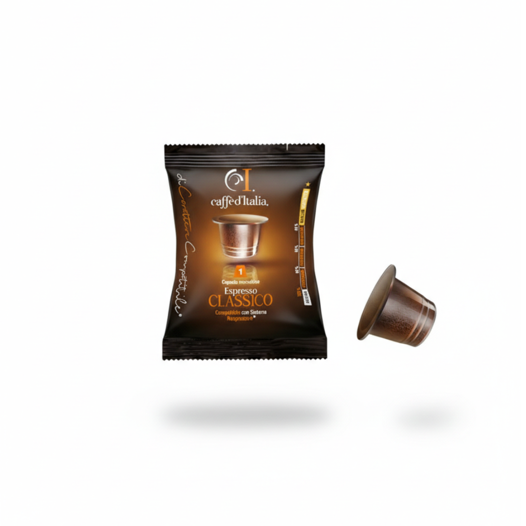 Classic Espresso Capsule – Nespresso Compatible | 30 Pack | Caffè D'Italia