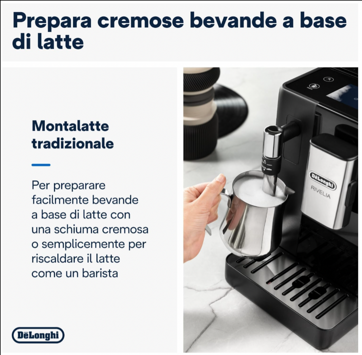 Delonghi Rivelia Manual Milk Frother Bean to Cup Machine - Onyx Black
