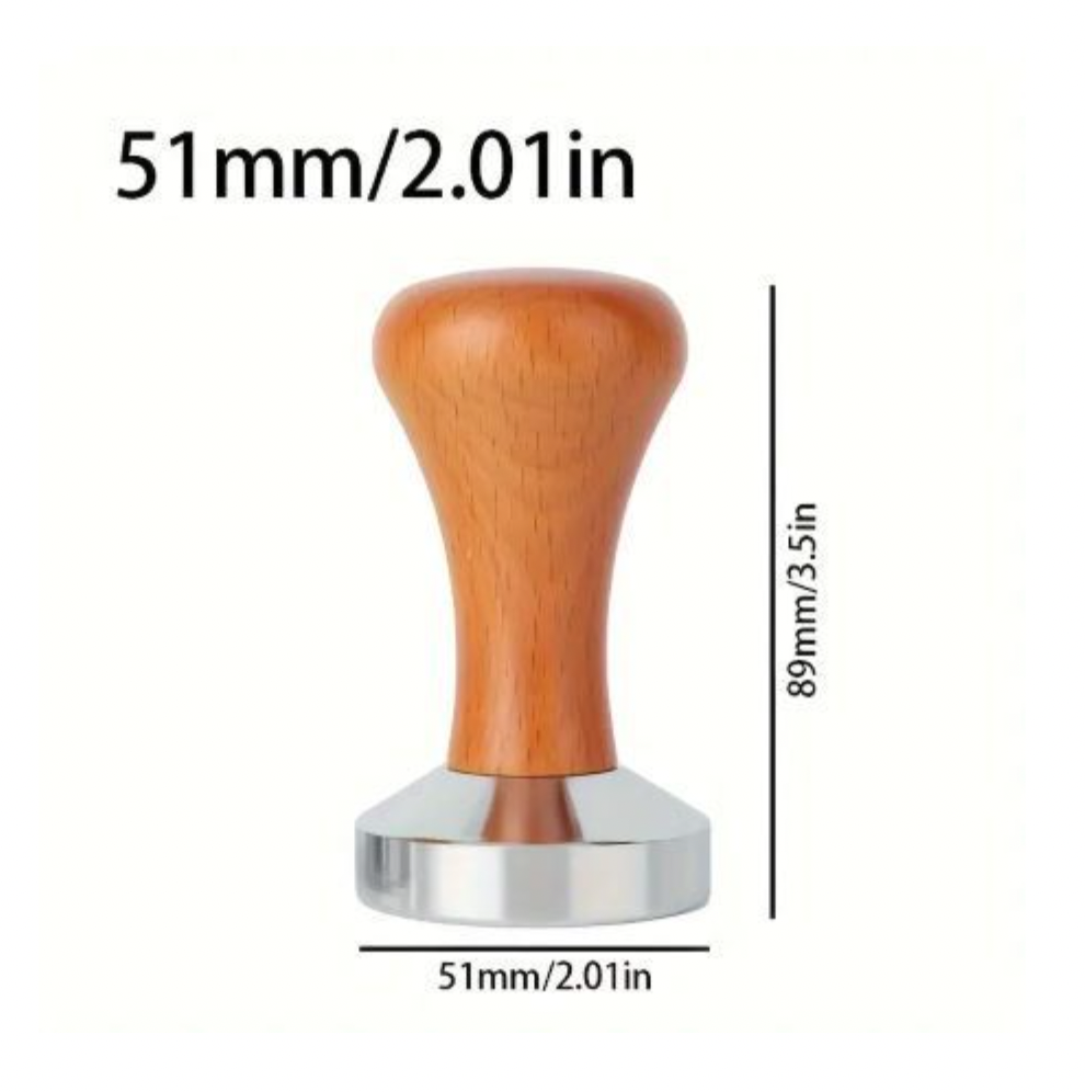 Espresso Coffee Tamper – Alloy Base & Wood Handle | 51mm, 53mm, 58mm