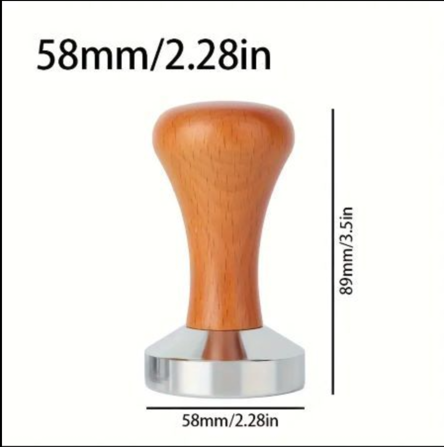 Espresso Coffee Tamper – Alloy Base & Wood Handle | 51mm, 53mm, 58mm