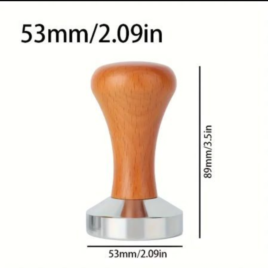Espresso Coffee Tamper – Alloy Base & Wood Handle | 51mm, 53mm, 58mm
