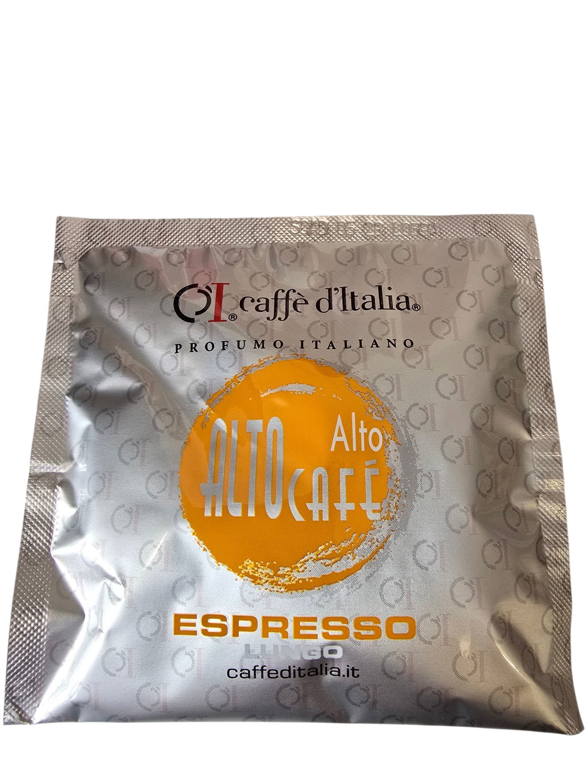 Caffe D'Italia UK - CoffeHome Alto Caffee E.S.E. 44mm espresso pod in a silver foil wrapper