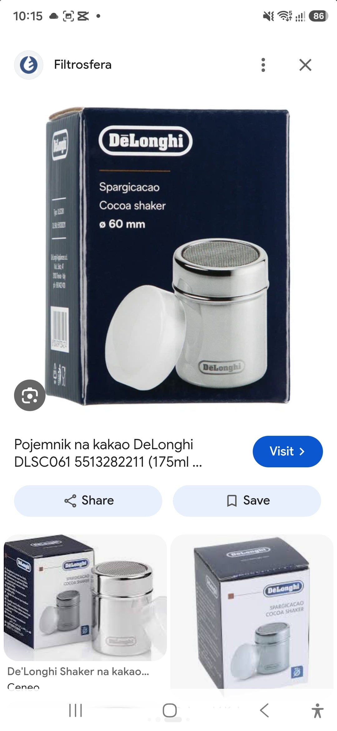 DeLonghi Cocoa Shaker 60mm - Spargicacao