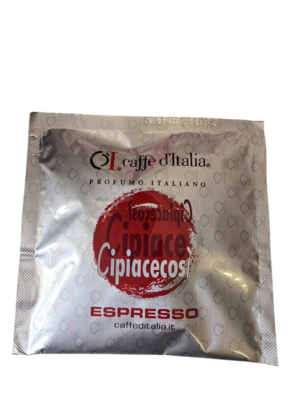 Caffe D'Italia UK - CoffeHome Cipiacecosi E.S.E. 44mm coffee pod in silver foil packaging with red branding